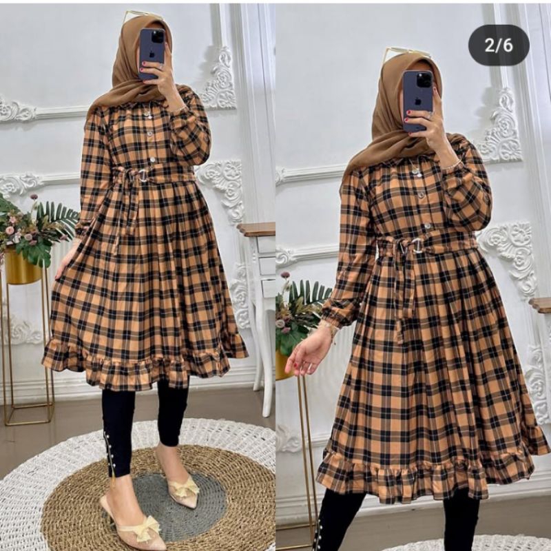 TUNIK KERAH REMPEL KOTAK ZR FREE BELT PREMIUM BEST SELLER