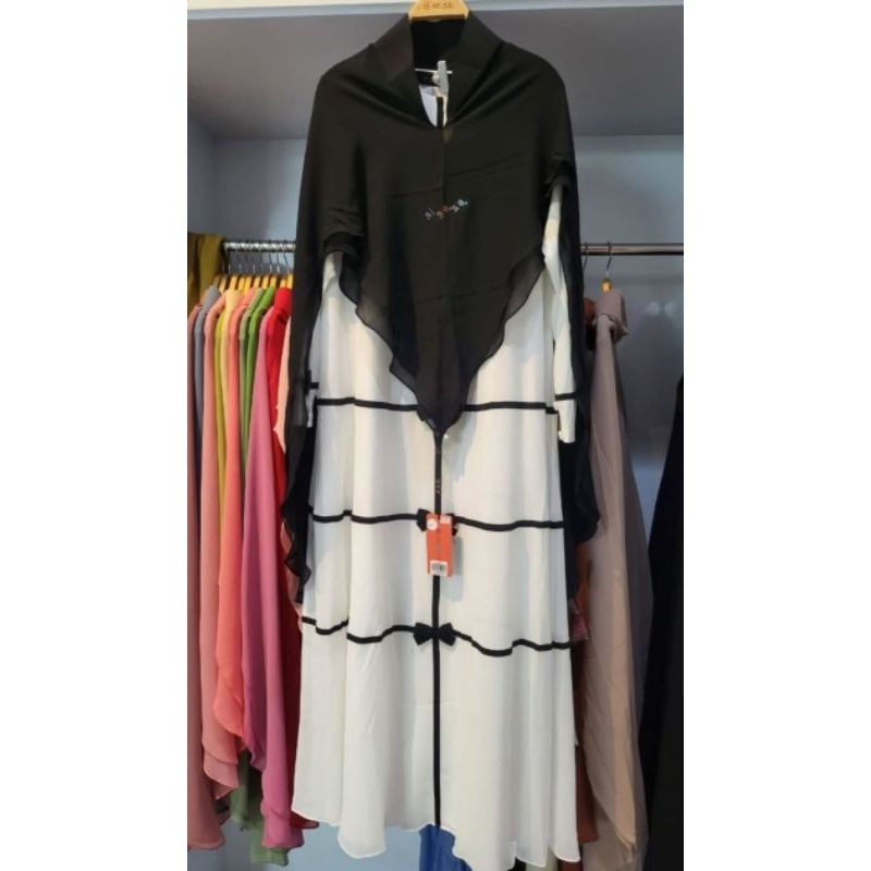 Dress Set Sisesa terbaru putih cantik pita