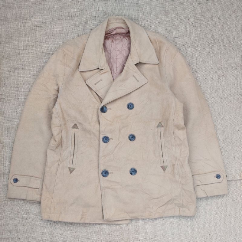 GU By Uniqlo Vintage Military Wool Peacoat Jaket Winter Coat Classic Retro Rugged Style Korean