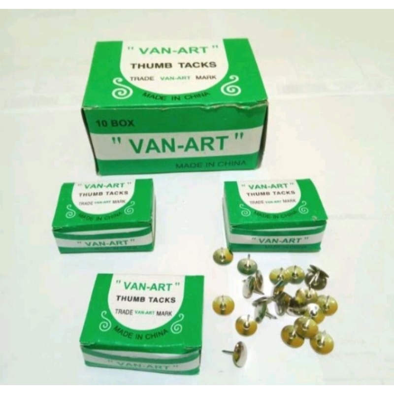 

(1 pak) Paku Payung/Thumb Tacks Van-art (Isi 10 kotak kecil)
