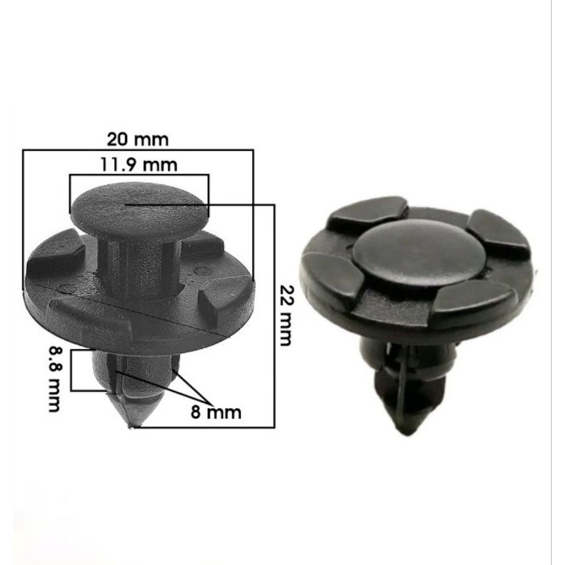 100 pcs Kancing Klip Cengkeh 8mn Bemper Mobil Baut Paku Rivet Bumper Fender Liner  Avanza Xenia Caly