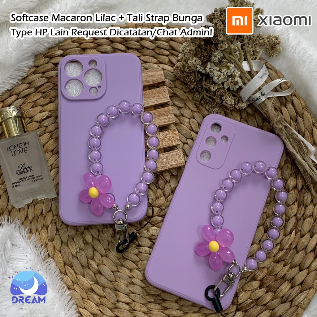 SOFTCASE LILAC/UNGU + TALI STRAP BUNGA UNGU FOR XIOAMI REDMI 12C 13C 14C C75 M3 PRO 5G POCO M4 PRO 4
