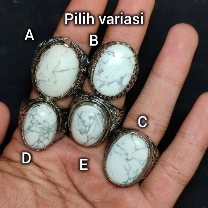 batu pirus putih asli natural howlite unik antik berurat