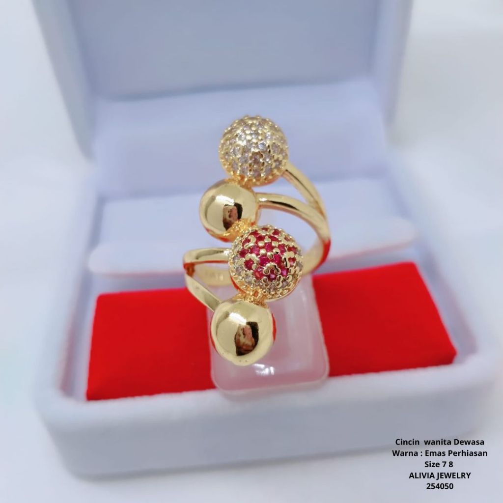 Cincin Jumbo Xuping Wanita Perhiasan Tembaga Lapis Emas Terlaris Tidak Mudah Luntur G8-10C
