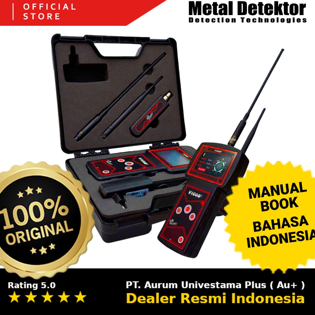 Metal Detektor MWF Vigor Alat Pencari Emas & Harta Karun Jarak Jauh MWF VIGOR Pendeteksi Emas, Rongg