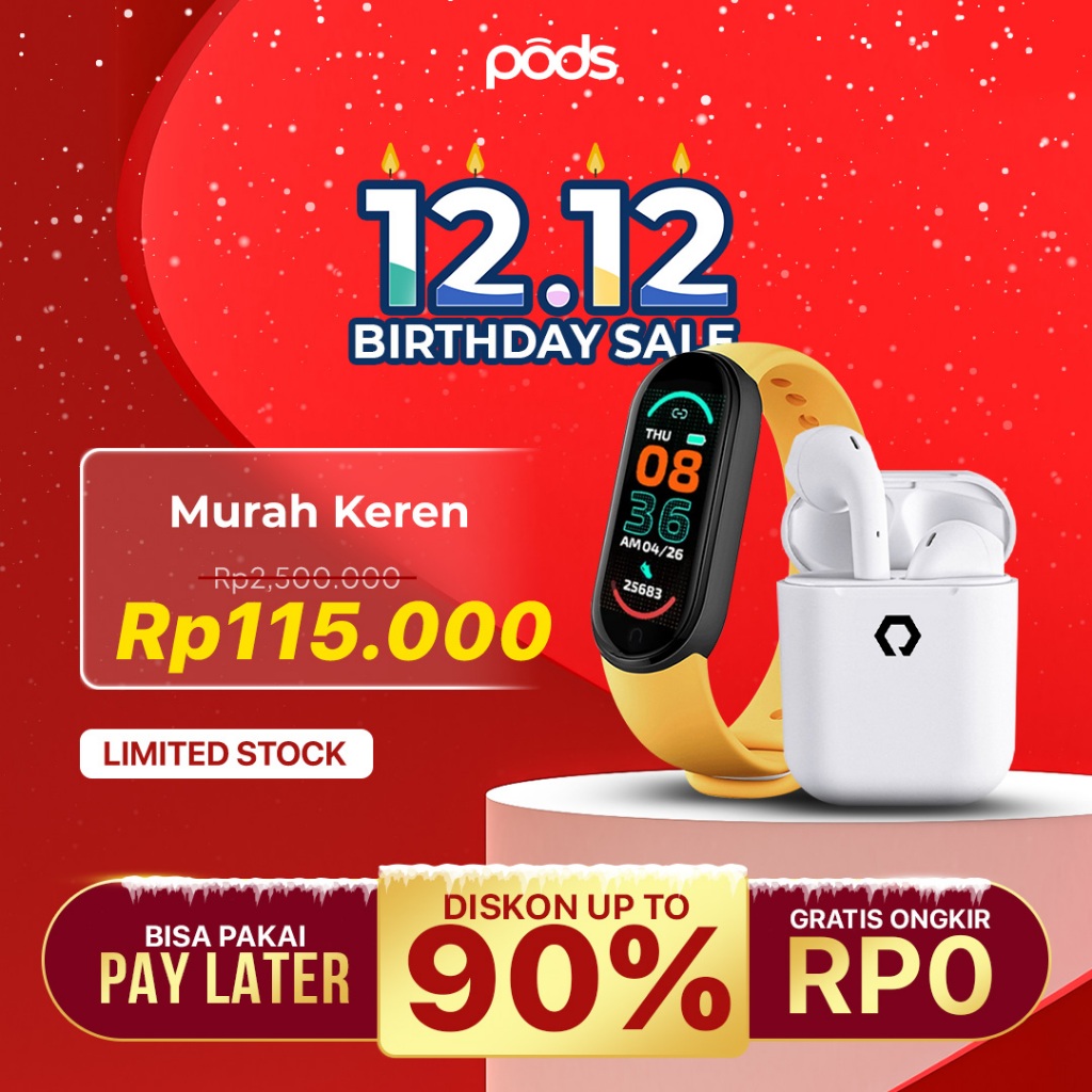 [12.12 BIRTHDAY SALE] ThePods Paket Hemat Murah Keren ThePods Lite + Smartband M6 - by PodsIndonesia