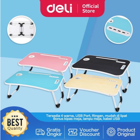 Vusign Folding Table / Meja Belajar Laptop Lipat Warna-Warni Dengan USB Port Bonus Kipas Lampu dan