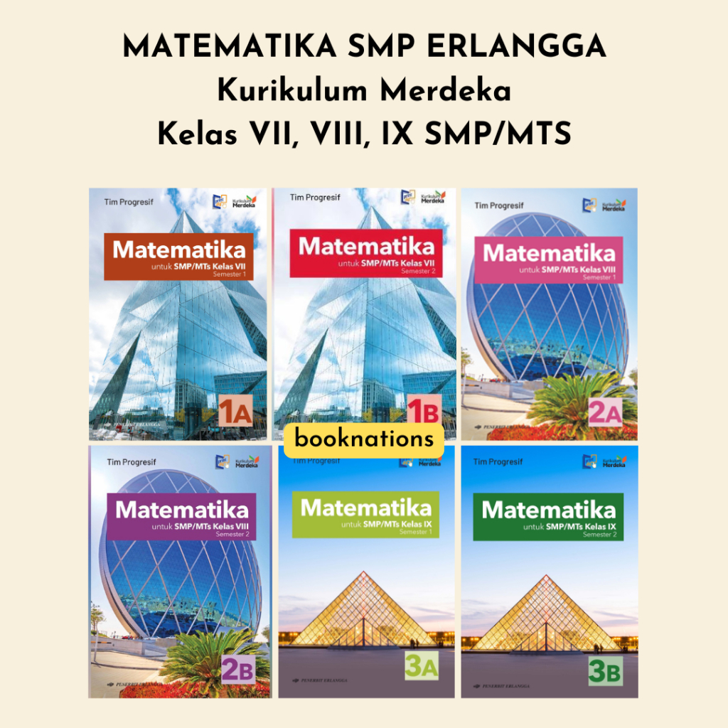 Buku MATEMATIKA ERLANGGA KELAS 7 8 9 SMP Kurikulum Merdeka Semester 1 dan 2 Tim Progresif