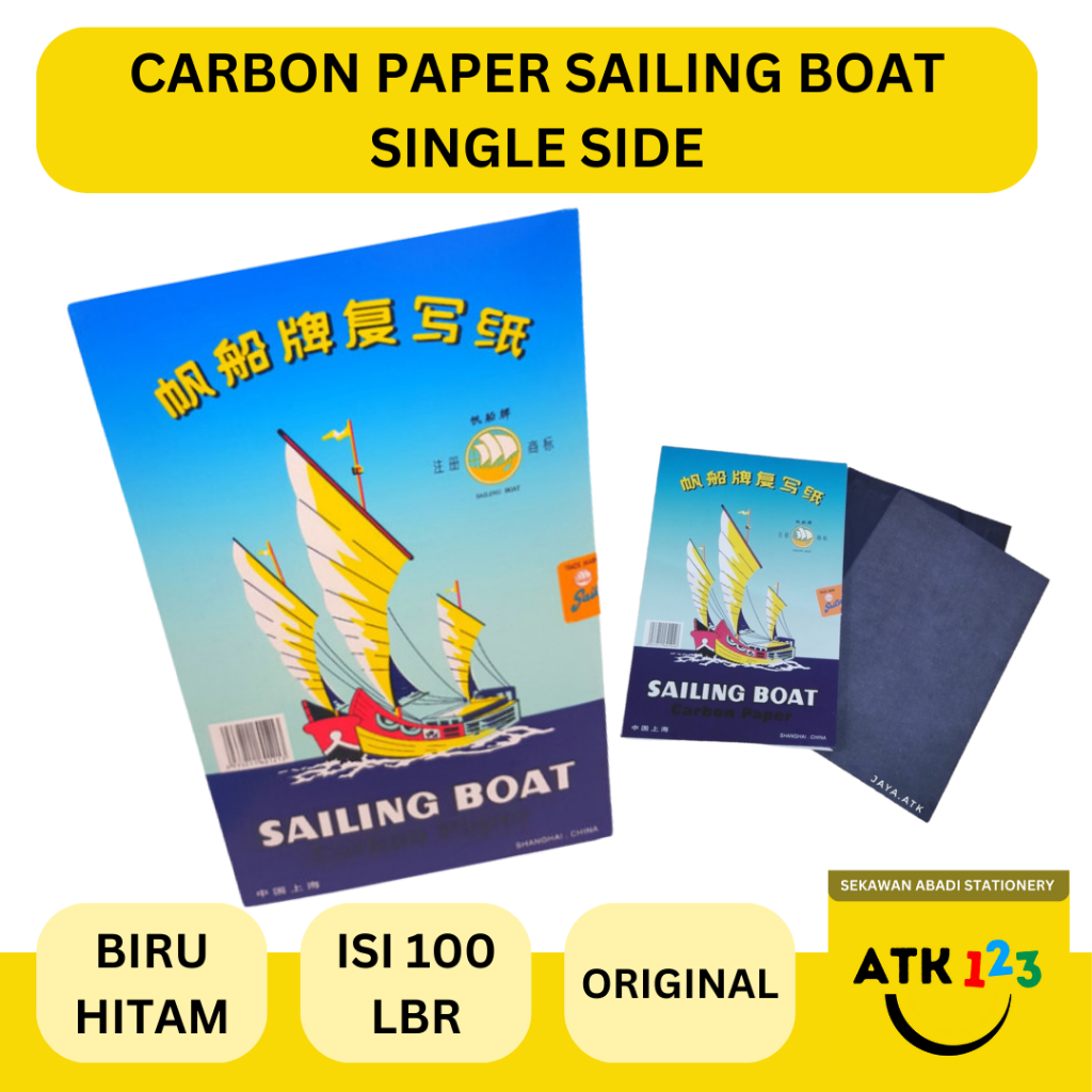 

Carbon Paper / Kertas Karbon Folio Single Side Sailing Boat Warna Hitam / Biru