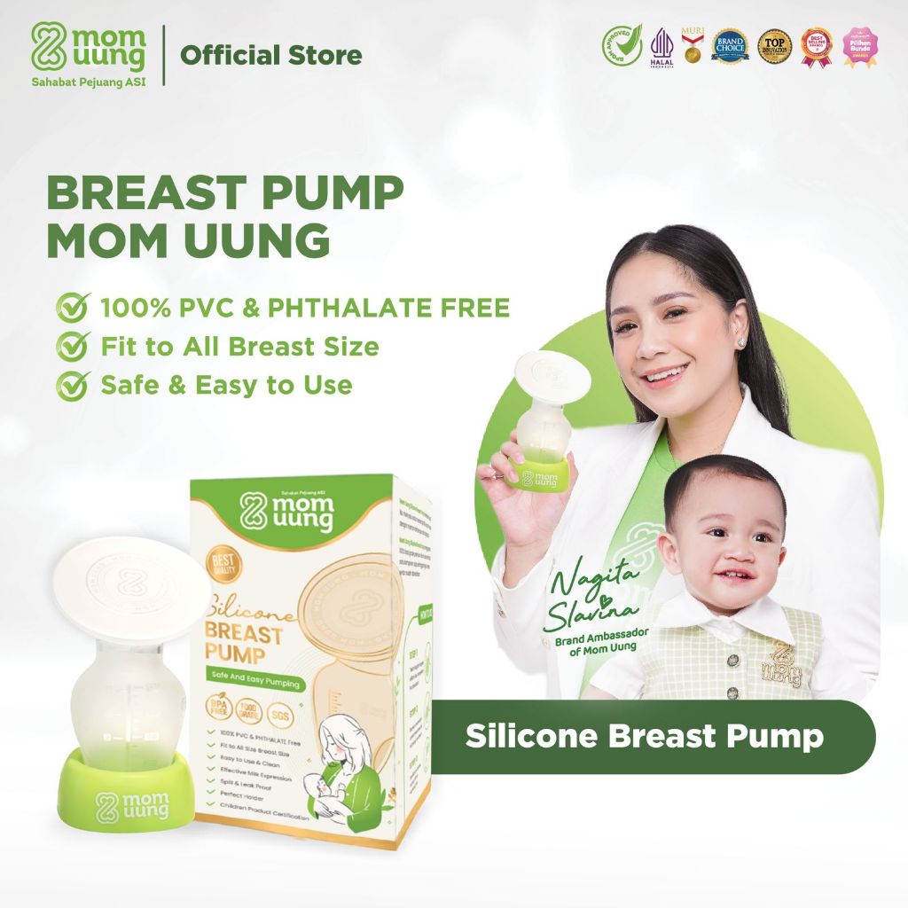 Mom Uung Silicone Breast Pump Penampung Asi 120ml BPA Free | Food Grade Silicone | Anti Tumpah dan B