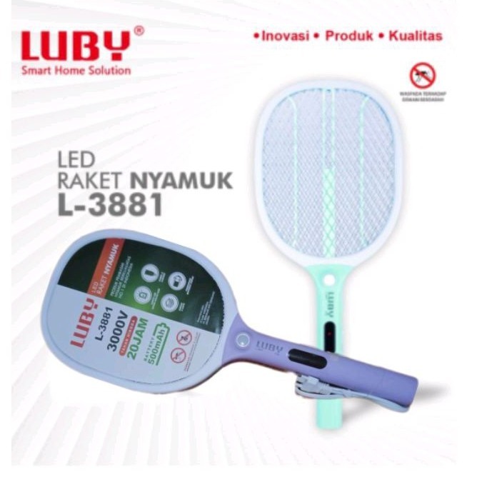 Barangunik2021 - Raket Nyamuk Luby L3881 Raket Nyamuk Cas / Raket Nyamuk RL-4008C LED Light baterai 