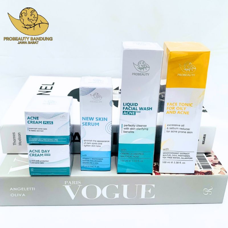 Probeauty Paket Acne Plus Serum Newskin| Untuk jerawat ringan dan mencerahkan juga mengurangi bopeng