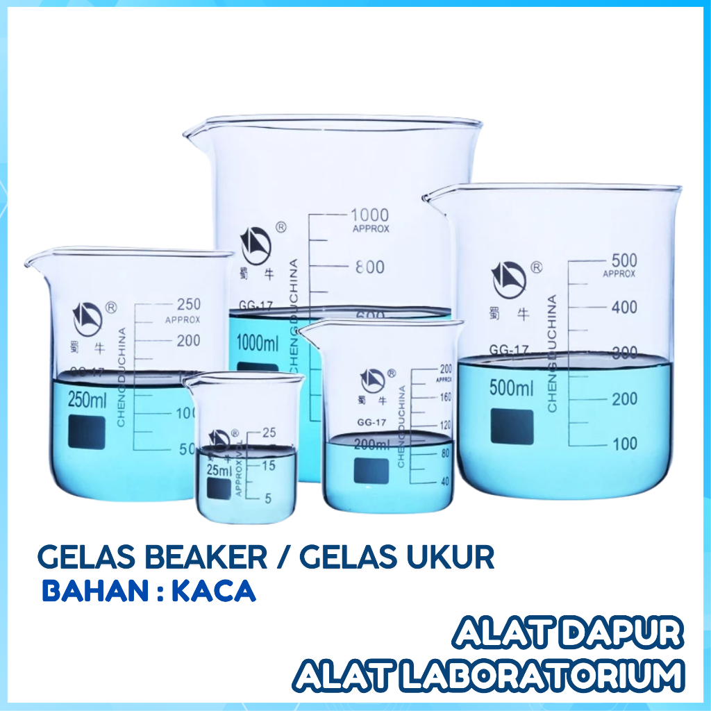 GELAS BEAKER KACA / GELAS UKUR / GELAS TAKAR / GELAS KACA / GELAS KIMIA / ( PENDEK )LABORATORIUM VAR