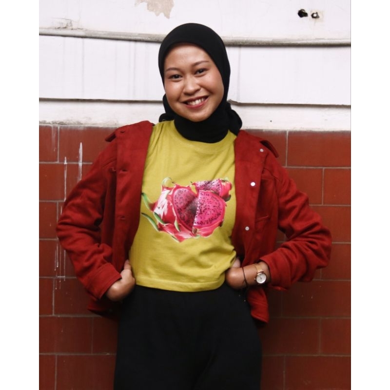 Dragonfruit Crop Baby Tee (Big Size Available) / Kaos Buah Naga