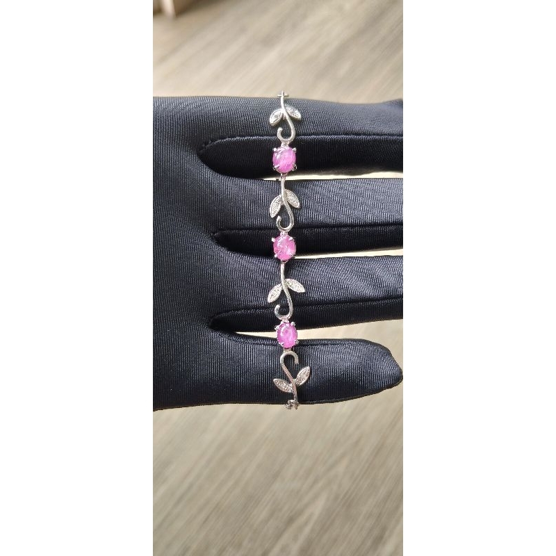 gelang wanita natural ruby burma mogok no heat langka lengkap sertifikat