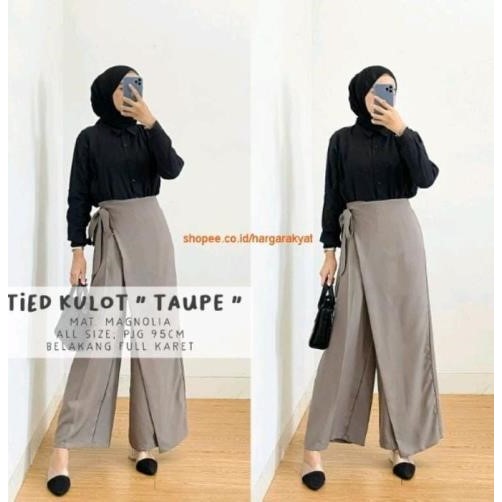 Celana Kulot Rok 2in1 Bahan Airflow Crinkle Celana Rok Tied Magnolia Outfit Terbaru Wanita