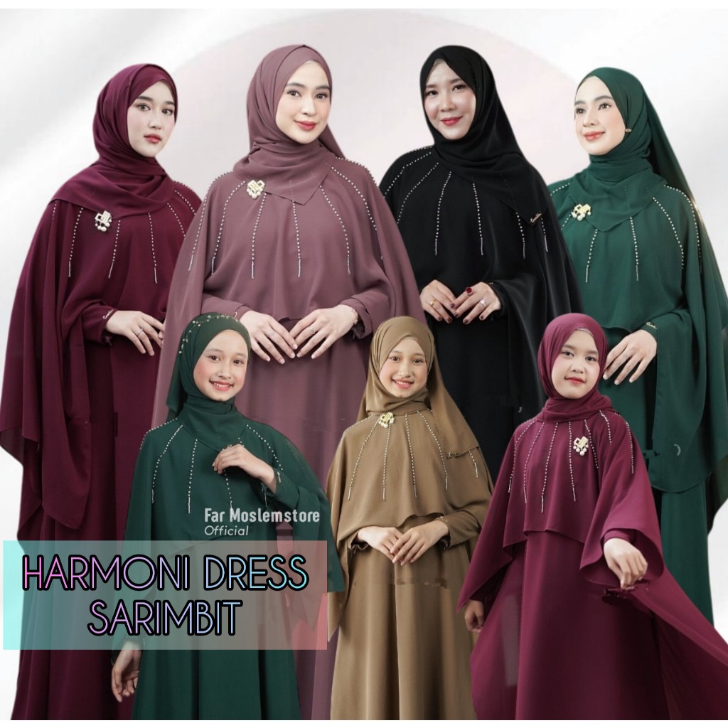 HARMONI DRESS SARIMBIT ABAYA PAYET COUPLE ANAK KELUARGA ABAYA TURKEY GAMIS LEBARAN LUNA ABAYA/FAR MO