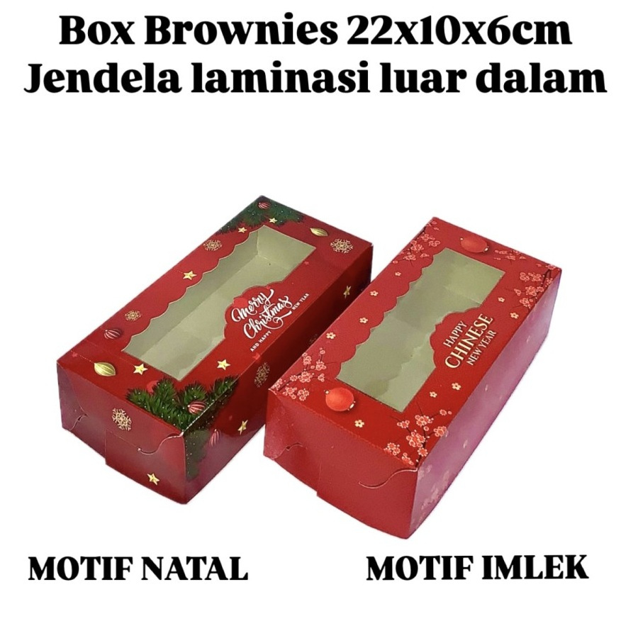 

(10pcs) Box Brownies Size 22x10x6cm Motif Natal Imlek Dus Cupcake Laminasi Kotak Kado