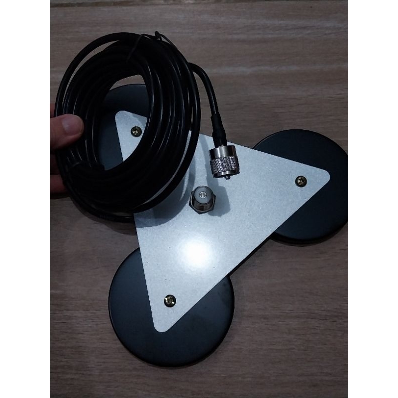 breket magnet model segitiga kualitas premium panjang kabel 5m cocok buat antena mobil dan radio rig