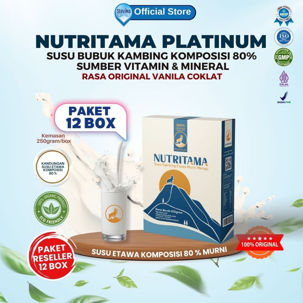 

Nutritama Susu Kambing Etawa Asli Original 100% Untuk Kesehatan Jantung Kemasan 250gr Paket 12 Box