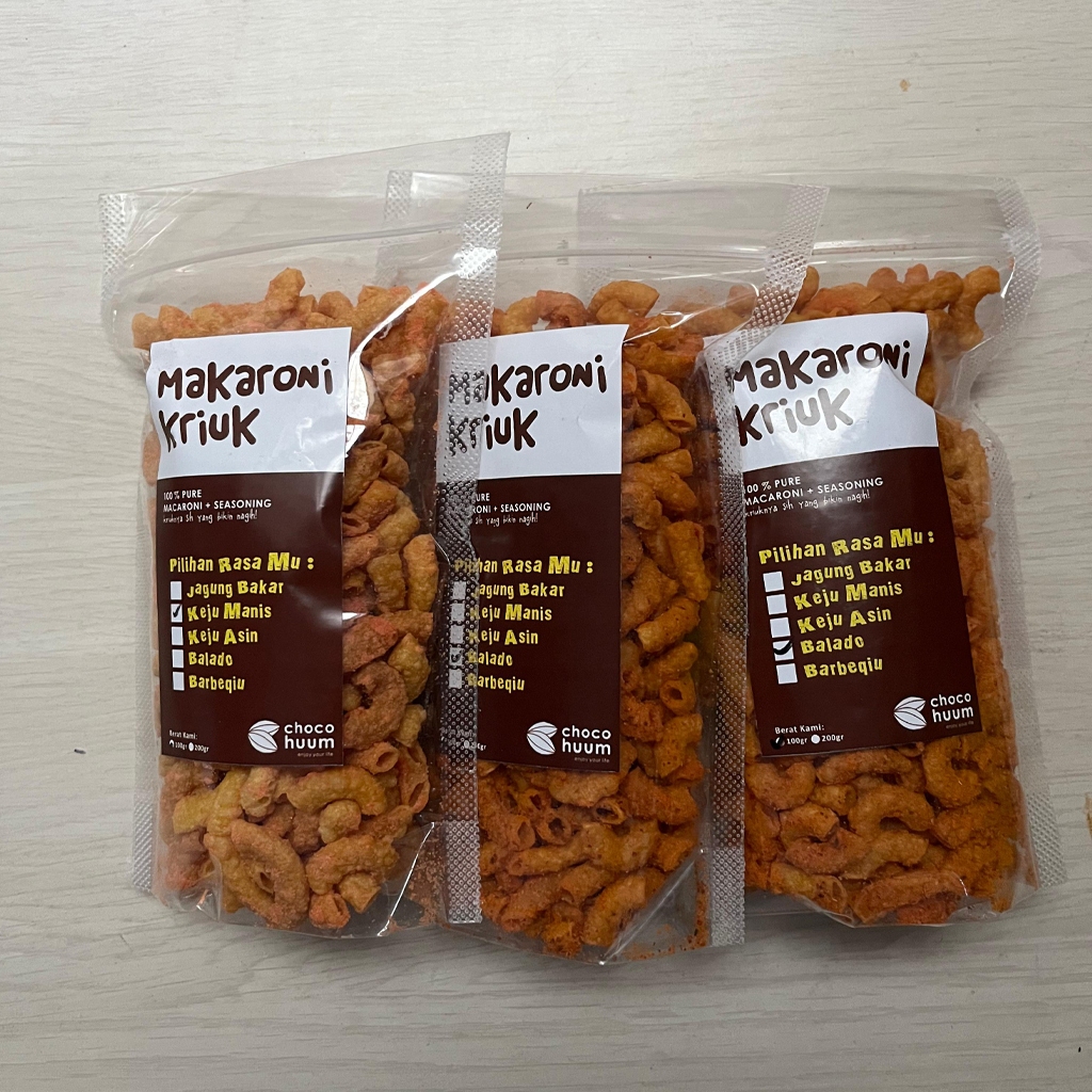 

3PCS Macaroni Kriuk Rendah Minyak Makaroni Goreng Keju Manis Pedas Kemasan Reguler 100gr