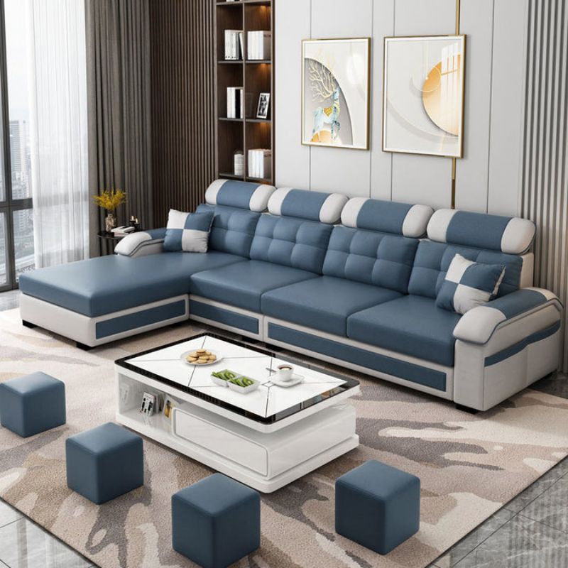 Sofa minimalis L shape modern dengan 3 pup kecil sofa ruang tamu minimalis