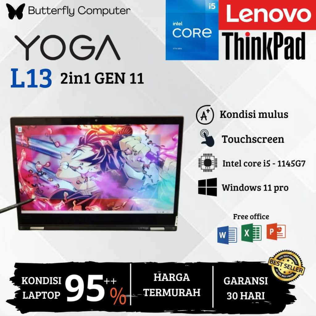 Laptop Lenovo ThinkPad L13 Yoga Core i5 Gen 11 | 16GB | 1TB | Mulus |Pen Stylus