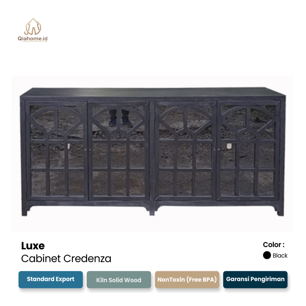 Qiahome.id LUXE Cradenza Lemari TV Lemari Penyimpanan  Lemari Kayu Expor  Bufet TV  Lemari Kaca  Lem