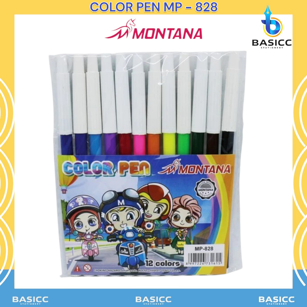 

Montana Color Pen Spidol 12 Warna MP-828 | @ 1 Set=12 Warna