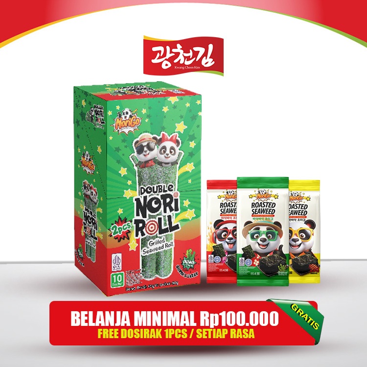 

Snack Double Nori Roll Grilled Seaweed Roll 1 Pcs / Snack Rumput Laut 6g