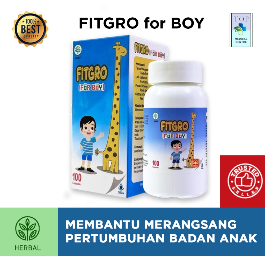 FITGRO FOR BOY OBAT TINGGI BADAN ANAK YI ZHI ZENG GAO WAN (FOR BOY) / GROW UP PILLS