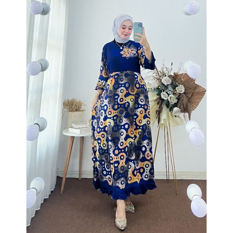 KODE B53O daster maura dress batik daster batik daster lengan panjang daster lengan 3 4 daster busui