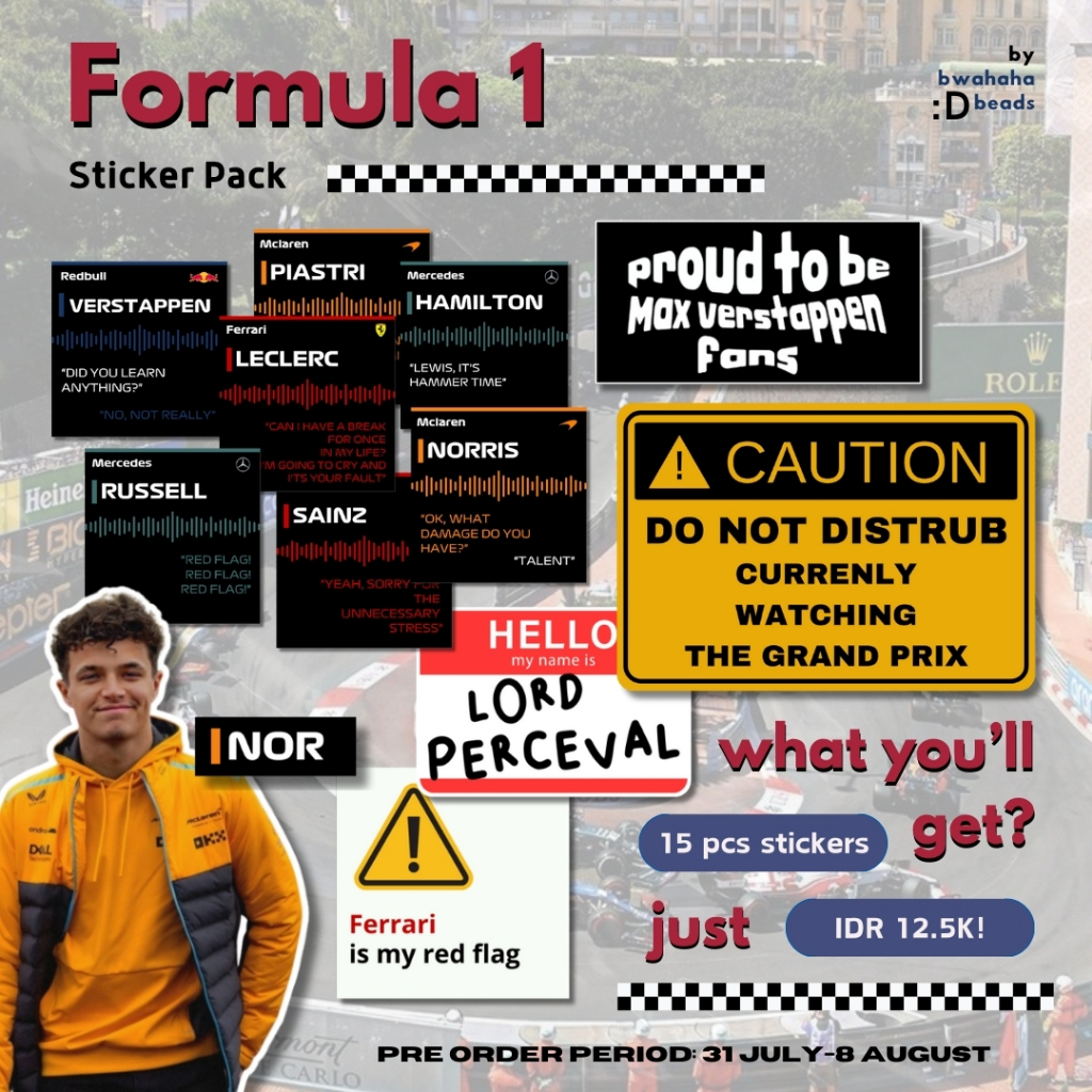 

[FOR INTER CUST] FORMULA 1 DRIVERS STICKER PACK