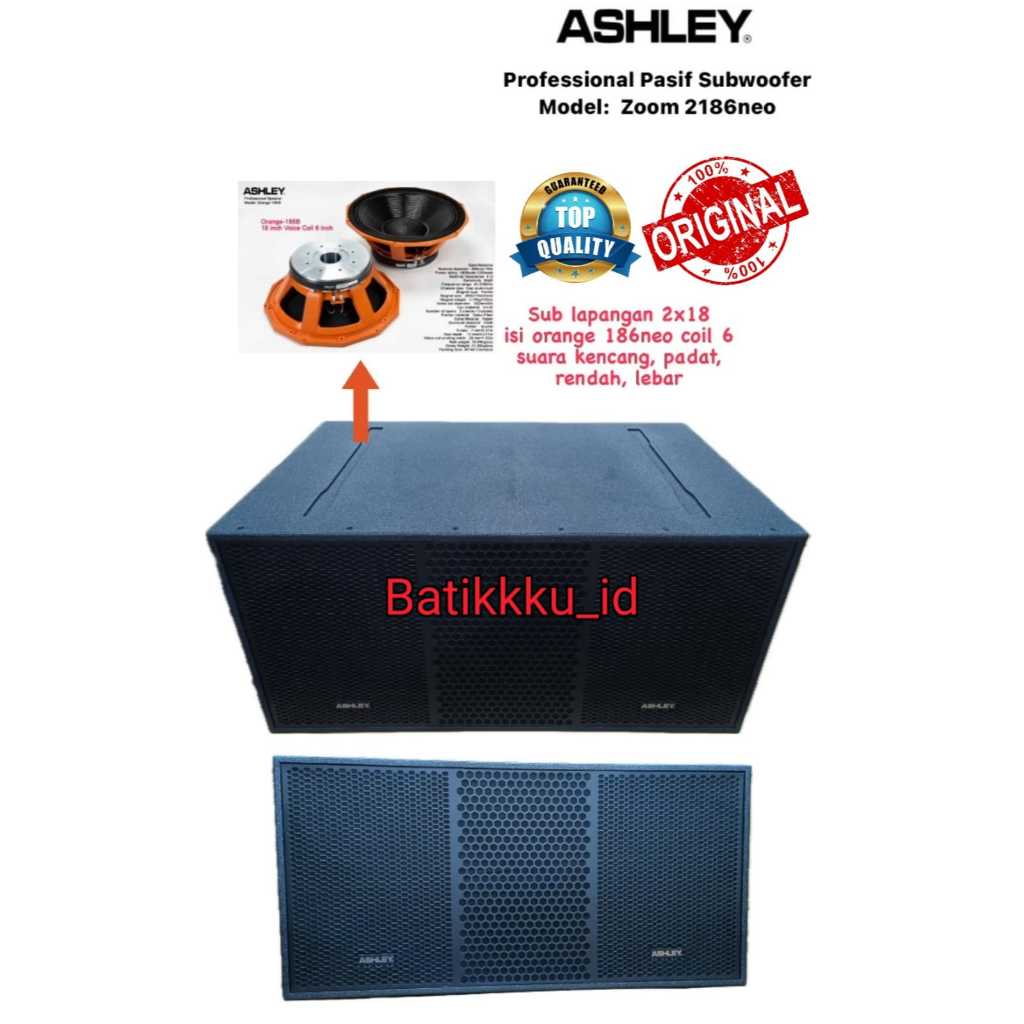 Subwoofer pasif ashley zoom 218 ashley zoom218 18'' 1 bh 2 x 18