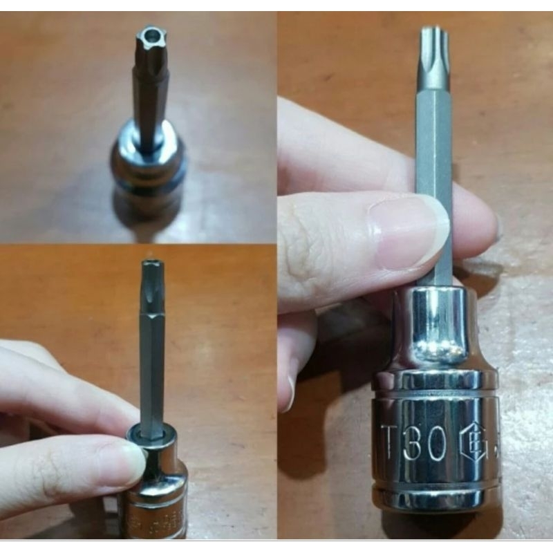 kunci sock L bintang 5 lubang drive 1/2 ukuran T30 star hex bit sock