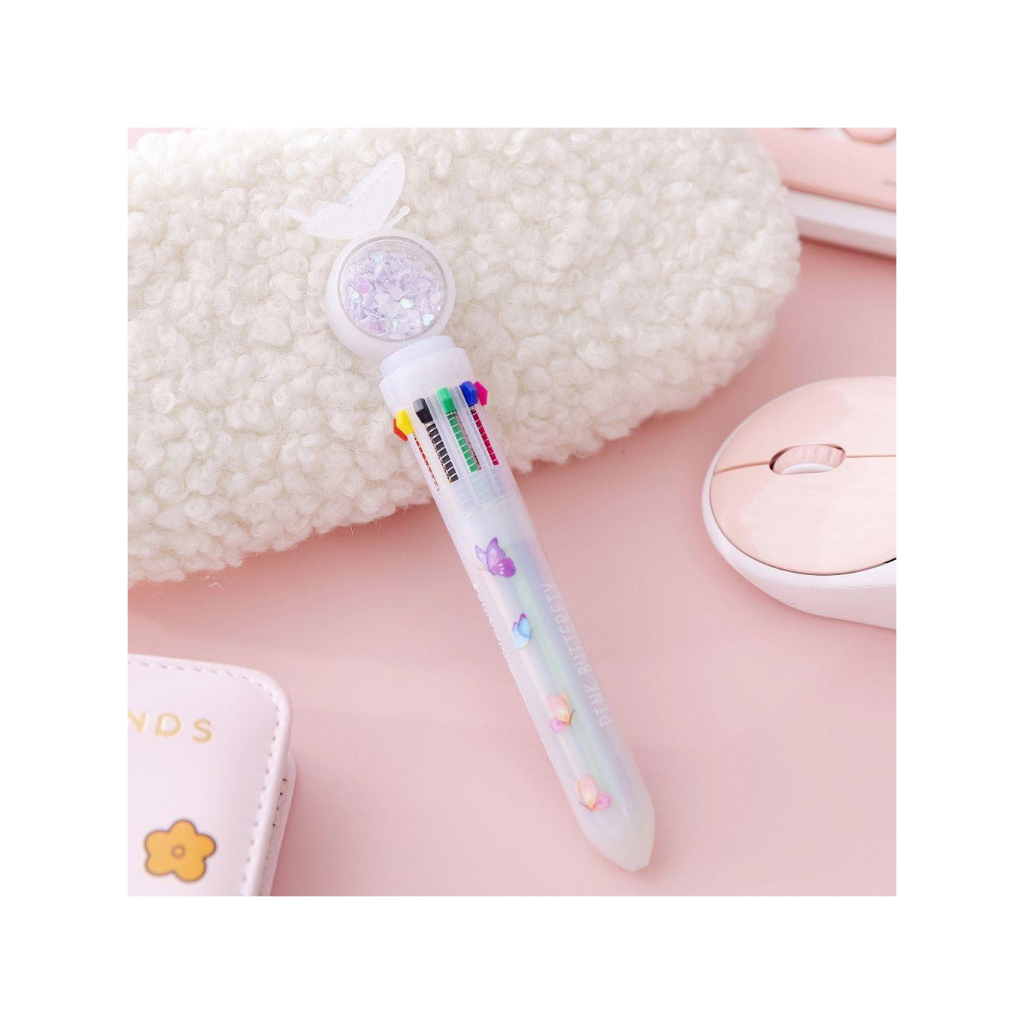 

Pulpen butterfly glitter 10 warna cantik / pulpen kekinian / pulpen lucu