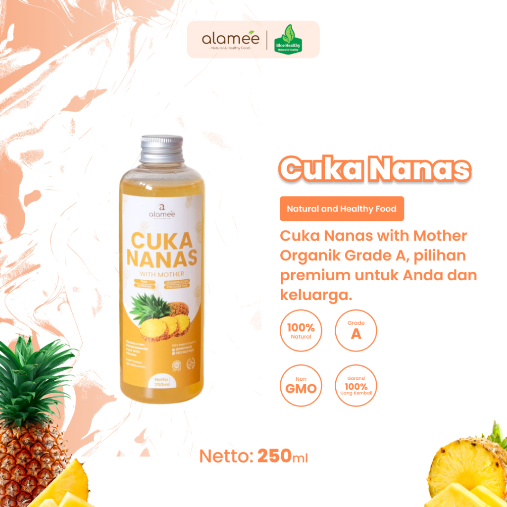 

ALAMEE Cuka Nanas Original Pineapple Cider Vinegar With Mother Organik 250 ml