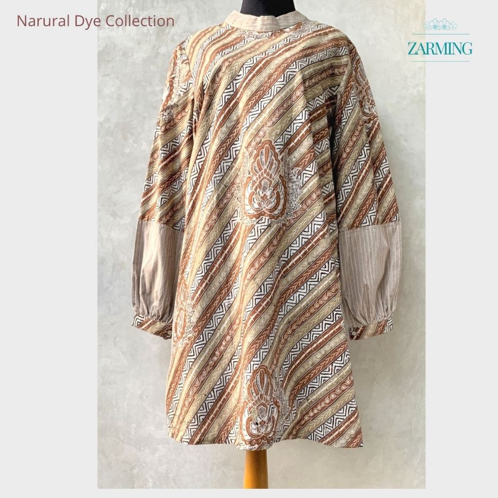 Zarming Tunik Atasan Wanita Batik Tulis Pewarna Alami mix Lurik Pewarna Alami Exclusive Design Paran