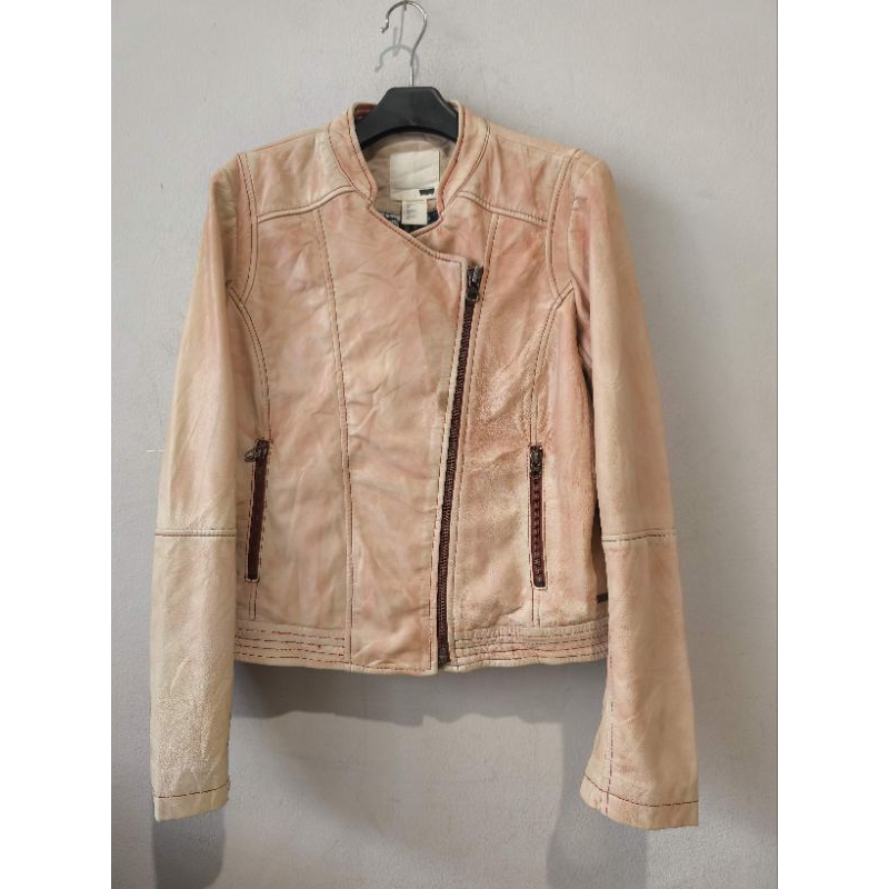 LEVI'S Bleached Biker Leather Jacket