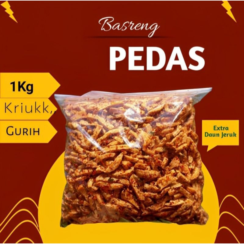 

Basreng Pedas Extra Daun Jeruk 1Kg Bumbu Cikeruh Enak