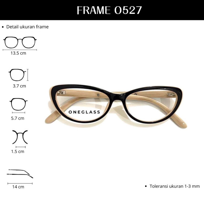 𝗢𝗻𝗲𝗴𝗹𝗮𝘀𝘀 - Frame Kacamata O527 Cat Eye Perempuan