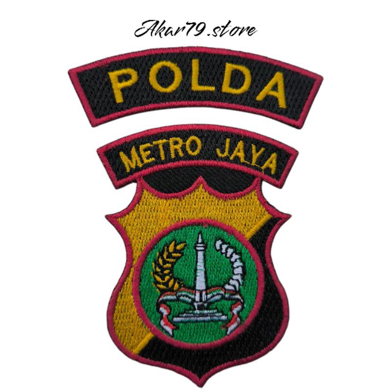 BORDIR LOGO LOKASI, ATRIBUT SATPAM, POLDA METRO JAYA