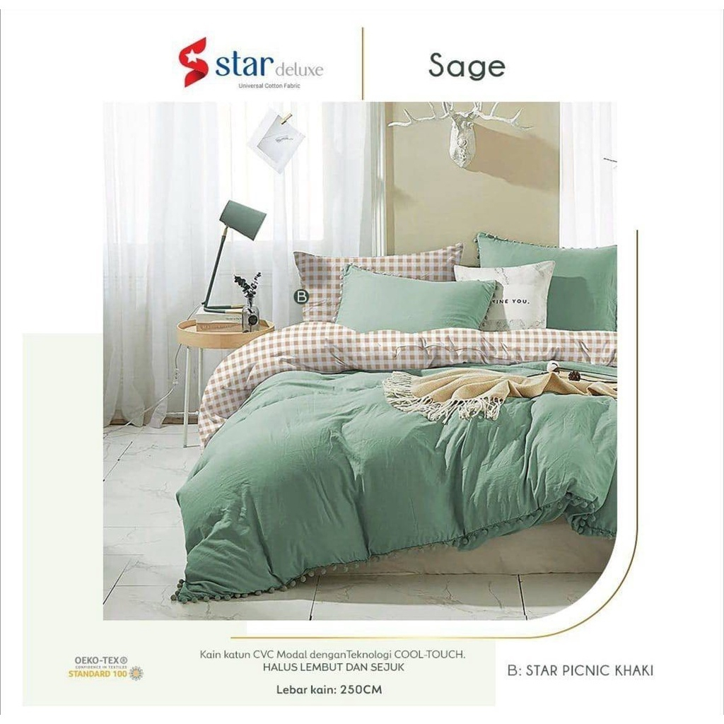 Sprei Katun Polos STAR SAGE CVC | Sprei Homemade dari Katun CVC Premium | Sprei Custom