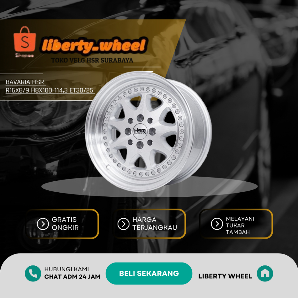 Velg HSR R16 Monoblock Celong Lebar 8/9 Pnp Yaris,City,Vios - New