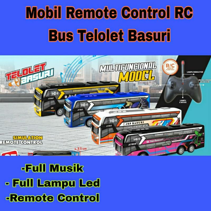 Mainan Mobil RC Bus Telolet Basuri/ Mainan Anak Bus Telolet Basuri Remote Control Murah