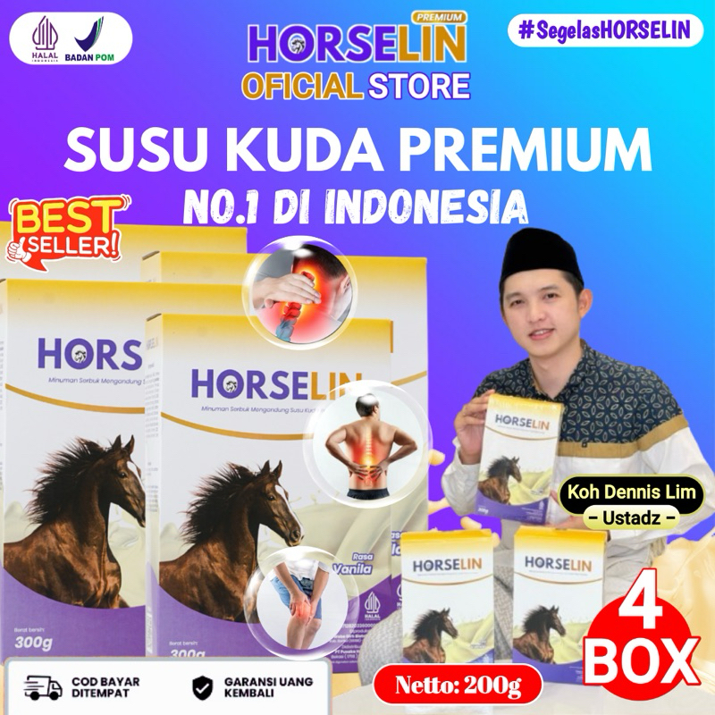 

HORSELIN Paket 4 Box Susu Kuda Premium Asli Sumbawa Tuntaskan Nyeri Sendi Tulang 100% Original 200gr
