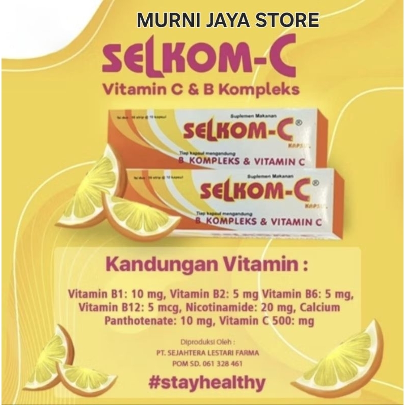 SELKOM C 1 BOX / VITAMIN C 1 BOX = 10 STRIPS = 100 KAPSUL EXP JUNI 2027