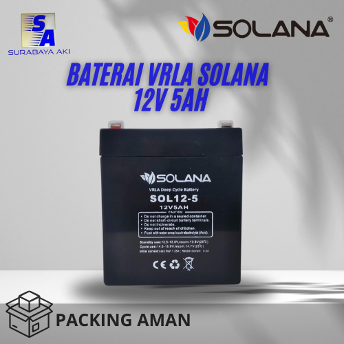 BATERAI SOLANA 12V 5AH AKI UPS SOLANA AKI SOLAR PANEL BATERAI VRLA - SOLANA 12V 5AH