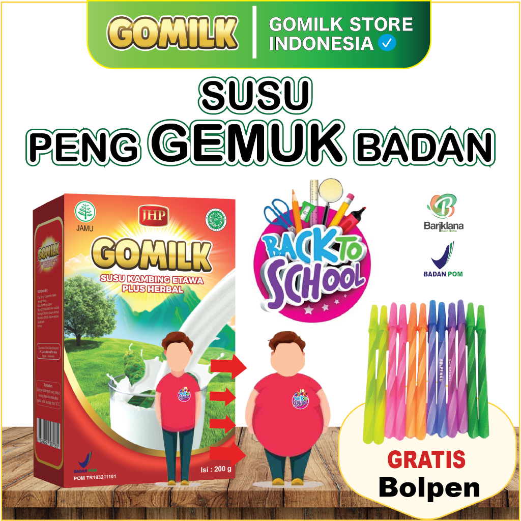 

[ GRATIS BOLPEN ] GOMILK Susu Kambing Etawa Plus Herbal | Susu Penambah Nafsu Makan dan Penambah Berat Badan | Netto 200 gr