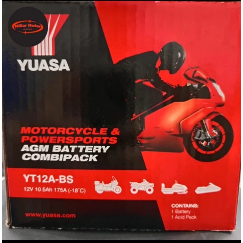 Aki Kering Motor Yuasa YT12A-BS 12V 10.5Ah Kawasaki ER6N Ninja1000